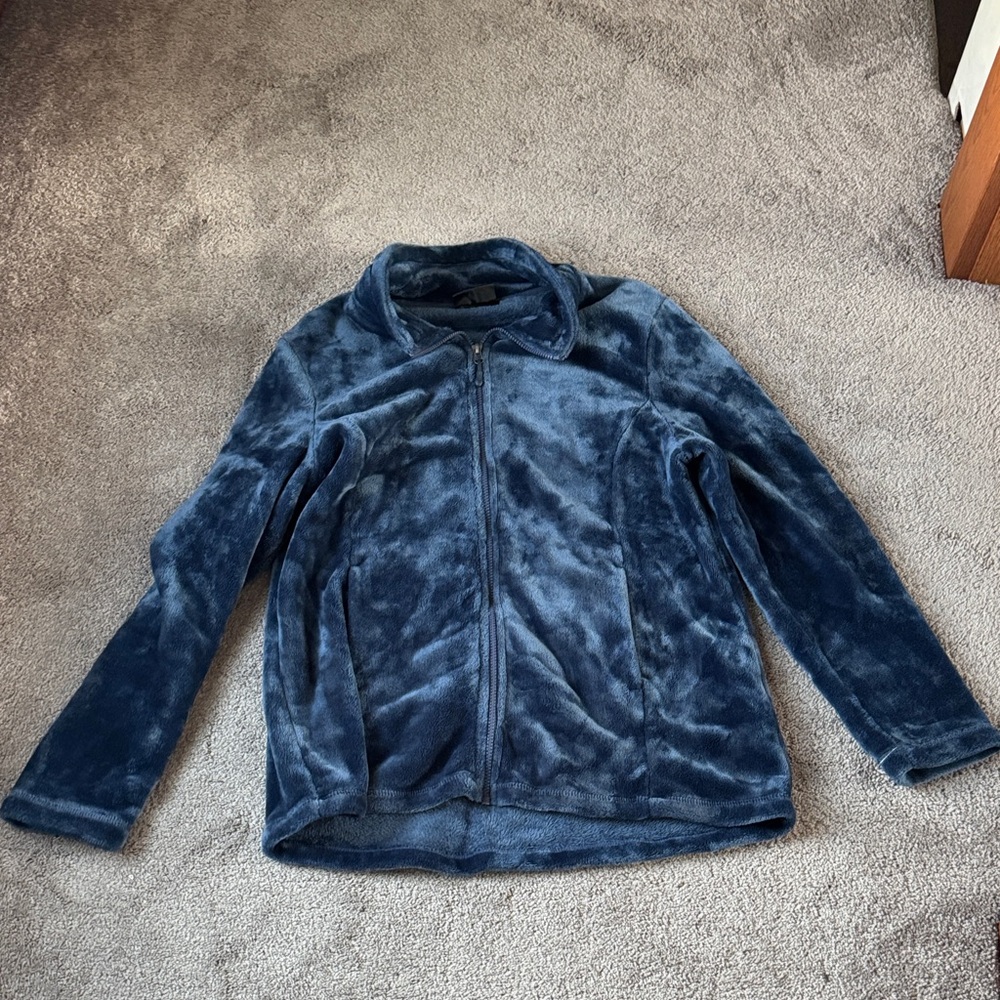 HeatKeep Blue Full Zip Fleece Jacket SIZE XXL Soft Plush Lightweight
